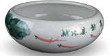 9" Porcelain Ceramics Round Water Basin, Hand-painted Goldfish Lotus