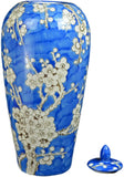 Classic Porcelain Blue Floral Jars Vases, China Ming Style, Jingdezhen Cherry Blossom (J7)