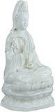 14.5" Fine Porcelain Quan Yin Buddha Sitting on a Lotus Statue, Guanyin, Kwan Yin, Kuanyin, Goddess of Mercy, Dehua (White)