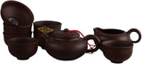 Chinese Yixing Zisha Purple Clay Purple Sand Tea Set 9 Pc Fine Tea Pot Tea Cups Traditional Kung Fu Tea