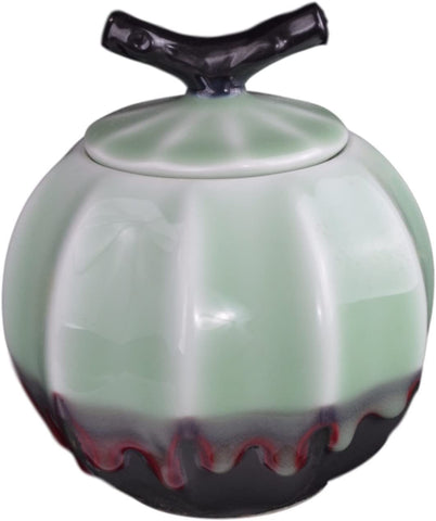 Porcelain Ceramic Tea Storage Covered Jar Container with Sealed Lid for Tea, Coffee, Green Glaze, Decorative, Jingdezhen