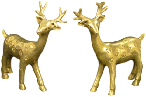Festcool Pair of Bronze Deer Statues Sculpture, 7" H x 7" L x 2.5" W