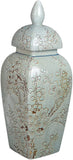 Festol Set of 2 Classic Light Green Porcelain Floral Square Jars Vases, China Ming Style, Jingdezhen Cherry Blossom (J5), 15inches