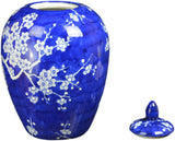 Classic Porcelain Floral Jars Vases, China Ming Style, Jingdezhen Blue Cherry Blossoms (J11)