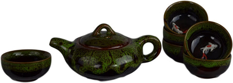 7 Pcs Premium Color Glaze Fish Sculpture Porcelain Tea Set Teaset Fine Tea Pot Tea Coffee Cups