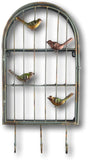 Festcool Bird 3 Tiers Rack Metal Cubby Shelf Wall Decor Sculpture Metal Art 12" Wx25 H, w/ 3 Metal Clothing Hooks