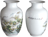 Festcool One Pair of Porcelain Ceramic Vases, Chinese Painting Landscape, 9", Box