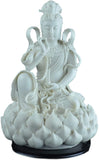 11.5" Fine Porcelain Free Quan Yin Buddha Sitting on a Lotus Statue, Guanyin, Kwan Yin, Kuanyin, Goddess of Mercy, Dehua (White)
