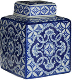 Festcool Blue and White Porcelain Square Jar Vase, Jingdezhen