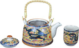 7 Pc Premium Blue Porcelain Tea Set Teaset Fine Tea Pot Tea Cups Blue Flying Dragon