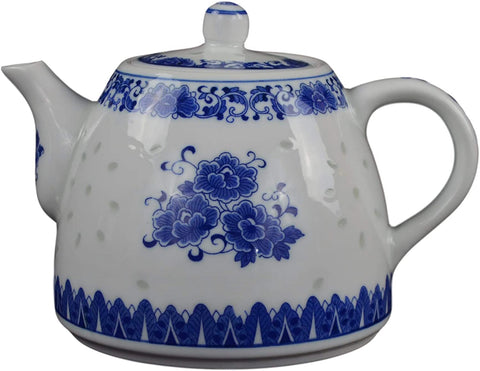 Large Teapot Blue and White Porcelain Tea Pot 6 Cup Store 56 Ounce China, Coffee Pot