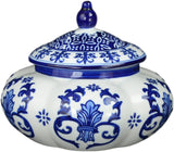 Blue and White Ceramic Porcelain Pumpkin Shape Ginger Jar Vase, Food Tea Canister Container Storage