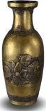23" Vintage Bronze Boy Fish Lotus Vase, 1980s