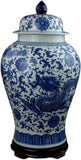 Festcool 24" Classic Blue and White Porcelain Ceramic Temple Ginger Jar Vase, Large China Qing Style