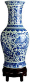 30" Hand Painted Classic Blue and White Porcelain Dragon Jar Vase, Large, China Qing Style (L308)
