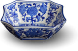 Blue and White Octagon Serving Bowls, Salad Bowls, Fruit Bowls
