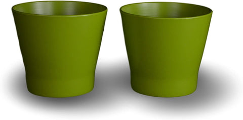 Festcool Ceramic Plant Pot, Planter, Green, Pack of 2