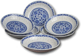 7.5" Inch Asian Chinese Salad/Dessert Ceramic Plate Set, Round, Set of 6, Blue and White Flower Porcelain