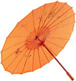 Festcool Asian Parasol Umbrella Fabric Hand-Painted Chinese Japanese (Orange)