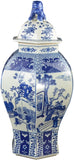 24" Classic Blue and White Porcelain Figure Temple Ginger Jar Vase, China Qing Style, Jingdezhen (D23)