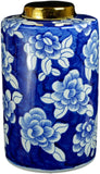 Classic Porcelain Blue Floral Jars Vases, Gilt Edge Vase , Jingdezhen (J13)