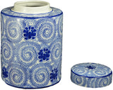 Porcelain Blue Floral Jars Vases, Jingdezhen, China (J21)