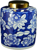 Classic Porcelain Blue Floral Jars Vases, Gilt Edge Vase , Jingdezhen (J13)