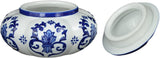 Blue and White Ceramic Porcelain Pumpkin Shape Ginger Jar Vase, Food Tea Canister Container Storage