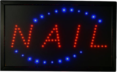 Large LED Light Nail Sign 22"x13" Business Motion Light Nail Sign On/Off Switch with Chain