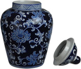Festcool 12.5" Blue and White Porcelain Floral Temple Ginger Jar Vase, China Qing Style