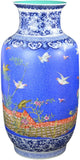 Classic Famille Rose Porcelain Vase, Etched-Flower Background, Birds and Flowers，Jingdezhen
