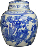 Festcool Blue and White Porcelain Ceramic Covered Jar Vase, Beautiful Antient Ladies , Jingdezhen (J19), 10''