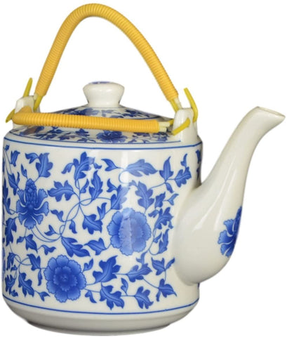 Large Teapot Blue and White Tea Pot Porcelain 60 OZ Floral