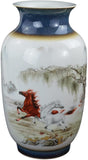 China Jingdezhen Ceramic Porcelain Vase, Horse, Oriental Style Decoration 17"