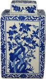 Classic Blue and White Porcelain Square Jar Vase, Flower and Landscape, China Qing Style, Jingdezhen (D11)