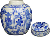Festcool Blue and White Porcelain Ceramic Covered Jar Vase, Beautiful Antient Ladies , Jingdezhen (J19), 10''