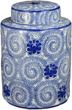 Porcelain Blue Floral Jars Vases, Jingdezhen, China (J21)