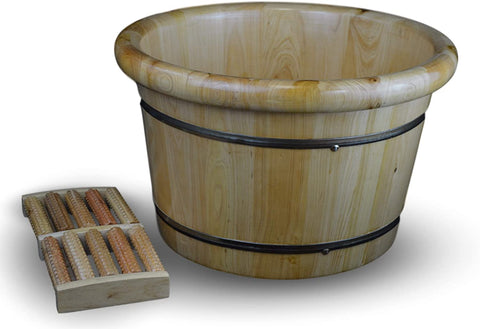 Solid Cedar Wood Foot Basin Tub Bucket for Foot Bath, Massage, Spa, Sauna, Soak, 16"