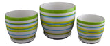Festcool Set of 3 Multicolor Stripes Porcelain Planters Flower Pots