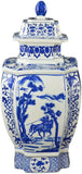 19" Classic Blue and White Porcelain Octagonal Jar Vase, China Qing Style, Jingdezhen (D22)
