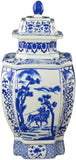 19" Classic Blue and White Porcelain Octagonal Jar Vase, China Qing Style, Jingdezhen (D22)