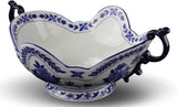 16" Large Blue and White Floral Serving Bowls, Salad Bowls, Fruit Bowls