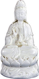 12" Fine Porcelain Quan Yin Buddha Sitting on a Lotus Statue, Guanyin, Kwan Yin, Kuanyin, Goddess of Mercy