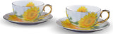 Porcelain 7 Oz Coffee Cup Set Tea Cup Set and Saucer, Set of 2, Sunflower