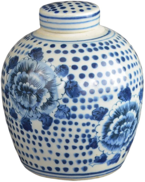 Festcool Antique Style Blue and White Porcelain Flowers Ceramic Covered Jar  Vase, China Ming Style, Jingdezhen (LJ1)