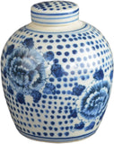 Festcool Antique Style Blue and White Porcelain Flowers Ceramic Covered Jar Vase, China Ming Style, Jingdezhen (LJ1)