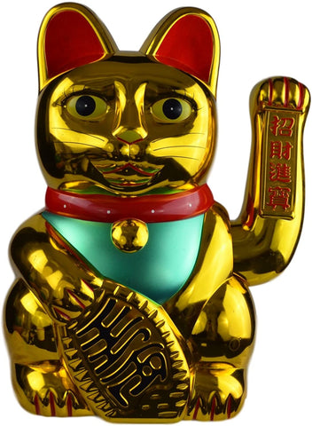 Festcool Beckoning Maneki Neko Lucky Fortune Cat Waving Arm Golden 19"