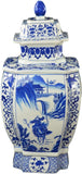 19" Classic Blue and White Porcelain Octagonal Jar Vase, China Qing Style, Jingdezhen (D22)