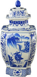 19" Classic Blue and White Porcelain Octagonal Jar Vase, China Qing Style, Jingdezhen (D22)