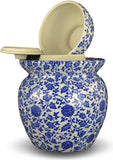 9.5" Blue and White Flora Porcelain Pickling Jar with 2 Lids Fermenting Pickling Kimchi Chinese Japanese Korean